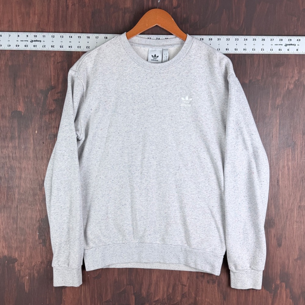 Adidas Originals Mens Grey Speckled Trefoil Crewneck Sweatshirt HK2920 Small